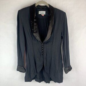 Vintage 90s Witchy Jacket Top Goth Satin Black Womens 8 Petite Dark Romantic